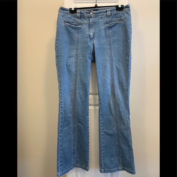 Escada pink stitch blue stretch jean